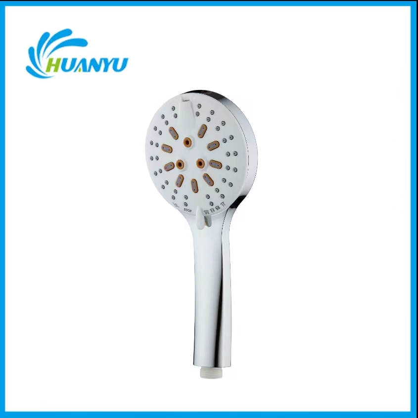 Five function chromed black hand shower head